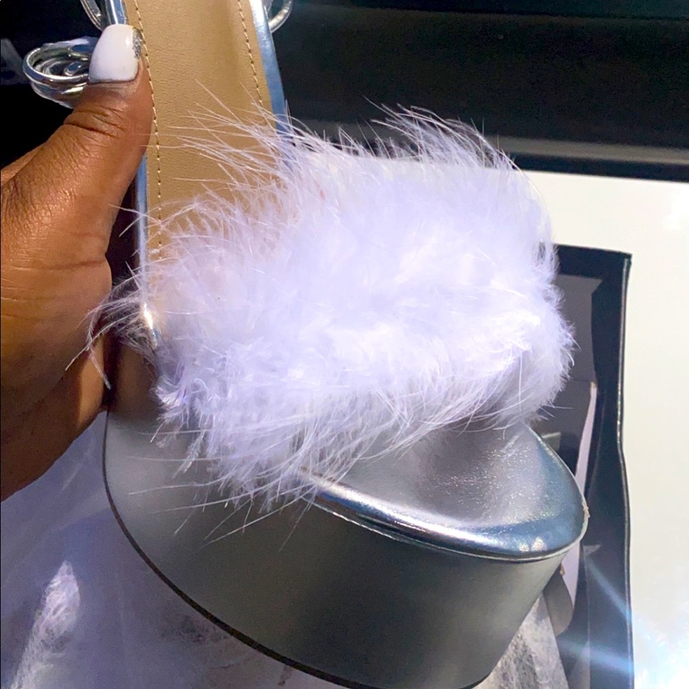 Feather platform heels with leg straps